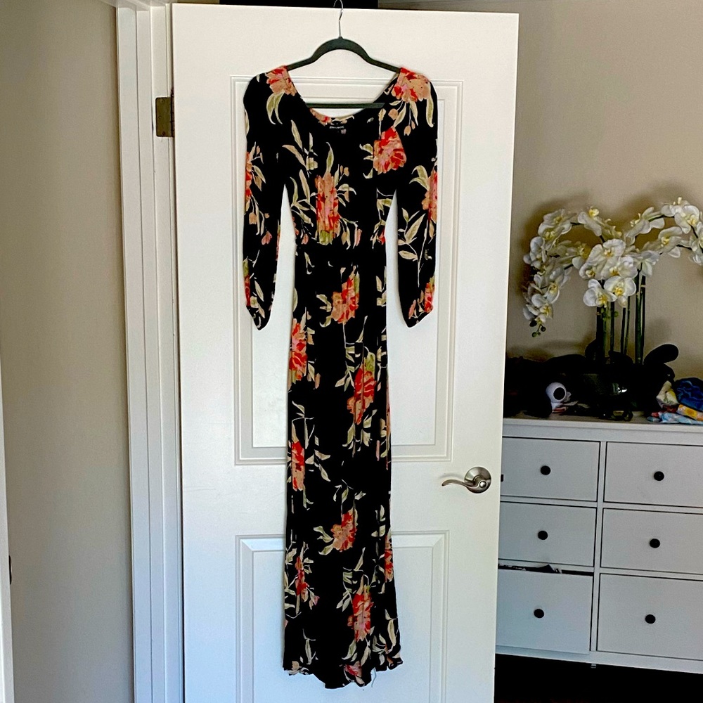 Hawaiian floral print maxi dress